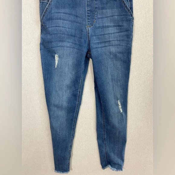 Ci Sono blue denim raw hem slim fit overalls  Sz M - Picture 7 of 13